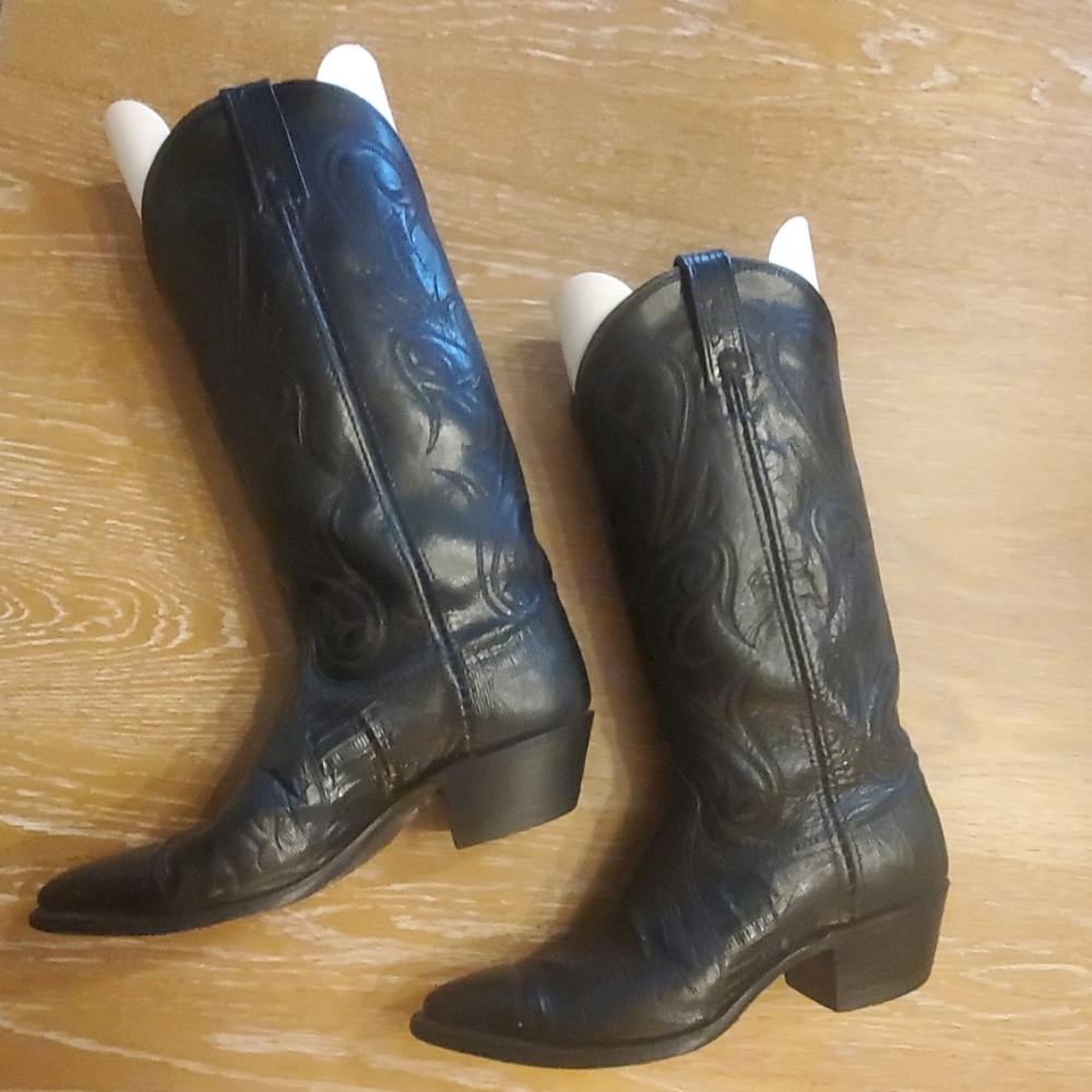 Dan Post Ladies Black Cowgirl Boots 7.5 M - Picture 3 of 5